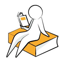 a person sitting on a book