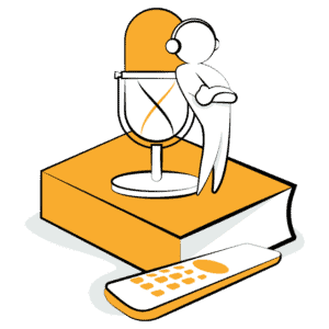 Person and Microphone on a book