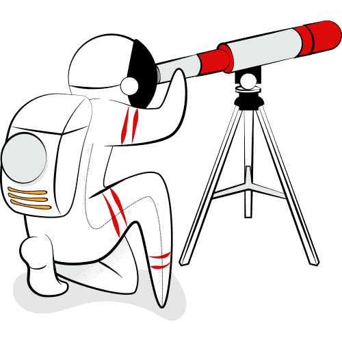 Astronaut looking through a telescope